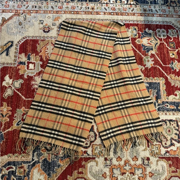 Vintage Burberry “Burberry’s” Cashmere & Wool Scarf 48 Inches Tan Nova Check - Picture 1 of 5
